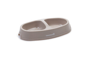 Beeztees Kedi İkili Mama ve Su Kabı, Plastik, Bej, 2x150ml - Beeztees
