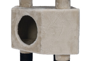 Beeztees Kedi Köşe Tırmalama ve Oyun Evi, Krem, 40x40x135cm - 11