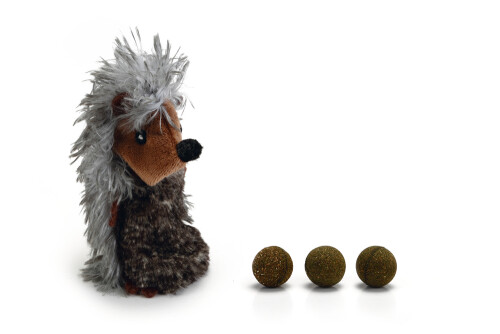 Beeztees Kedi Oyuncağı, Kirpi, Peluş, 3 Kediotu Topu, 11,5cm - 1