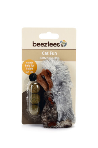 Beeztees Kedi Oyuncağı, Kirpi, Peluş, 3 Kediotu Topu, 11,5cm - 2
