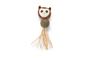 Beeztees Kedi Oyuncağı, Peluş Baykuş ve Kediotu Topu, 16cm - 1