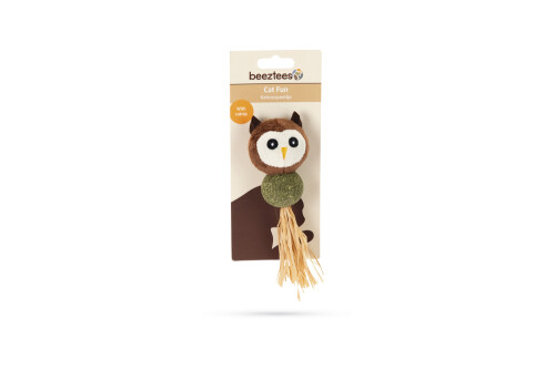 Beeztees Kedi Oyuncağı, Peluş Baykuş ve Kediotu Topu, 16cm - 2