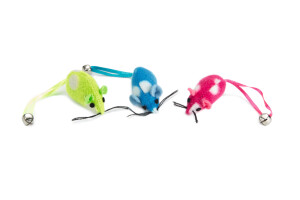 Beeztees Kedi Oyuncağı, Peluş Zilli Fare, 3 Adet, Çeşitli Renklerde, 5cm - 1