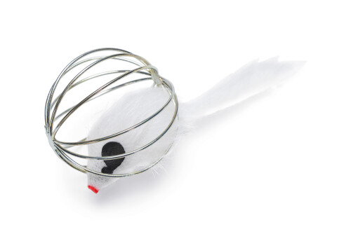 Beeztees Kedi Oyuncağı, Tel Top İçerisinde Pleuş Fare, Çeşitli Renklerde, 5,5cm - 2