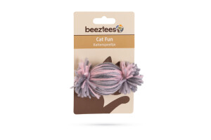 Beeztees Kedi Oyuncağı, Top, Yün, Pembe ve Gri, 10x5x5cm - 2