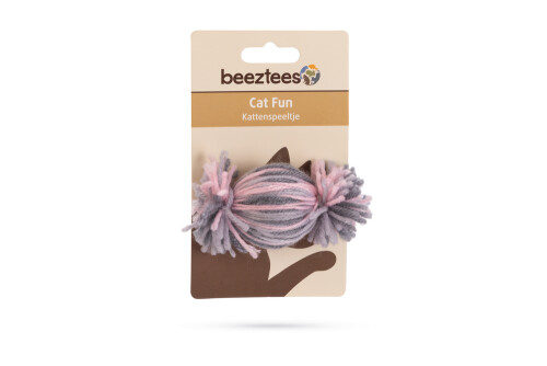 Beeztees Kedi Oyuncağı, Top, Yün, Pembe ve Gri, 10x5x5cm - 2
