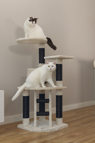 Beeztees Kedi Tırmalama ve Oyun Evi, Krem, 50x50x123cm - 9