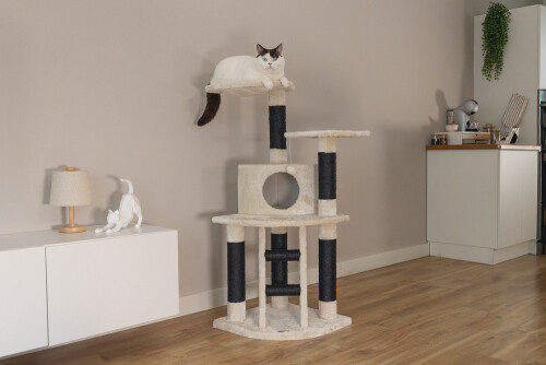 Beeztees Kedi Tırmalama ve Oyun Evi, Krem, 50x50x123cm - 7