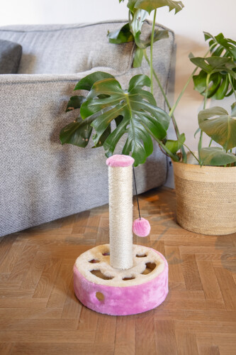 Beeztees Kedi Tırmalama ve Oyuncağı, Pembe, 27x27x40cm - 5