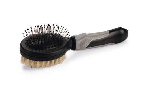 Beeztees Kısa ve Uzun Tüylü Kedi Çift Fırçası ve Tarağı, Çift Taraflı, Siyah Gri, 21cm - 2