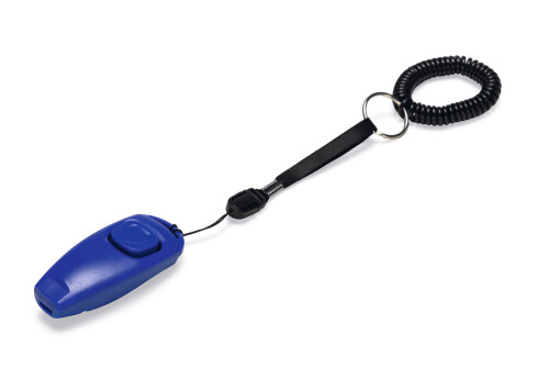 Beeztees Köpek Eğitim Düdüğü ve Klikırı, Karabina ve Bağlama Kordonlu, Mavi, 7x3x2cm - 1