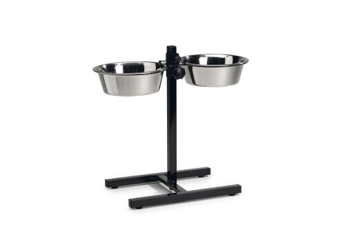 Beeztees Köpek İkili Mama Su Kabı, Ayaklı, Paslamaz Çelik, 25cm, 2x2,5L - 1