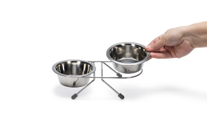 Beeztees Köpek İkili Mama Su Kabı, Paslanmaz Çelik, 11cm, 2x180ml - Beeztees