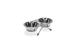 Beeztees Köpek İkili Mama Su Kabı, Paslanmaz Çelik, 11cm, 2x180ml - 2
