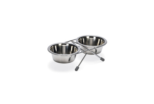 Beeztees Köpek İkili Mama Su Kabı, Paslanmaz Çelik, 11cm, 2x180ml - 2
