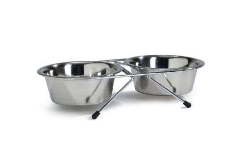 Beeztees Köpek İkili Mama Su Kabı, Paslanmaz Çelik, 13cm, 2x450ml - 1