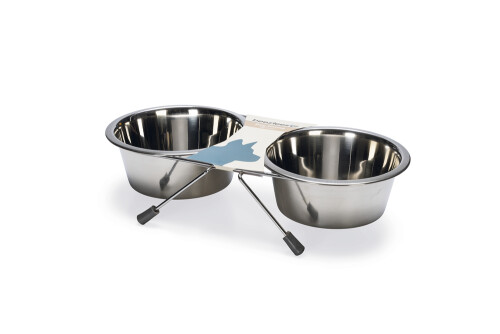 Beeztees Köpek İkili Mama Su Kabı, Paslanmaz Çelik, 16cm, 2x900ml - 3