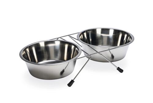 Beeztees Köpek İkili Mama Su Kabı, Paslanmaz Çelik, 20cm, 2x1800ml - 1