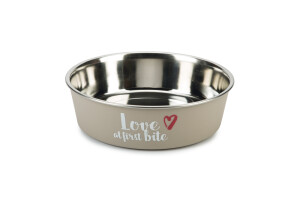 Beeztees Köpek Mama Su Kabı, Paslanmaz Çelik, Gri, 21cm, 1500ml - Beeztees