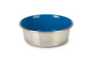 Beeztees Köpek Mama Su Kabı, Paslanmaz Çelik, İçi Mavi, 16cm, 940ml - Beeztees