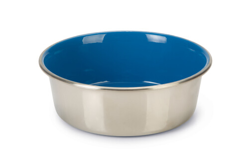 Beeztees Köpek Mama Su Kabı, Paslanmaz Çelik, İçi Mavi, 20cm, 1,9L - 1