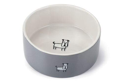 Beeztees Köpek Mama Su Kabı, Seramik, Beyaz Gri, 21,5cm, 2000ml - 1