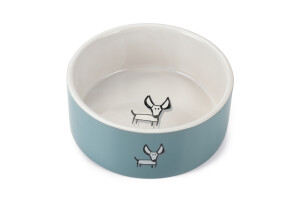 Beeztees Köpek Mama Su Kabı, Seramik, Beyaz Turkuaz, 18,5cm, 1400ml - Beeztees
