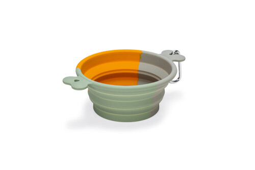 Beeztees Köpek Mama ve Su Kabı, Teleskopik, Turuncu, Silikon, 15,5cm, 750ml - 1