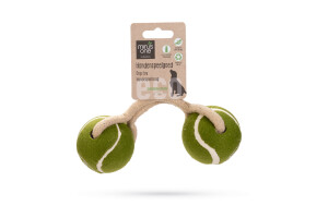 Beeztees Köpek Oyuncağı, İpli İki Tenis Topu, Kauçuk, Gri/Kahverengi, 21cm, Top 6,3cm - 7