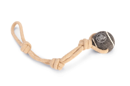 Beeztees Köpek Oyuncağı, İpli Tenis Topu, Kauçuk, Gri/Kahverengi, İp 39cm, Top 6,3cm - 1