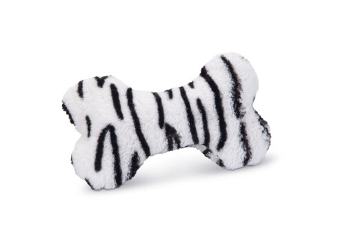 Beeztees Köpek Oyuncağı, Sesli, Kemik, Peluş, Siyah/Beyaz, 18x13x3cm - 1