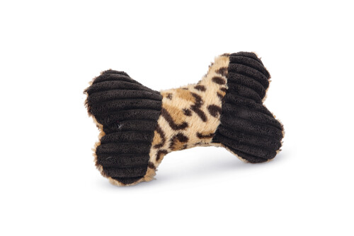 Beeztees Köpek Oyuncağı, Sesli, Kemik, Peluş, Siyah/Kahverengi, 18x13x3cm - 2