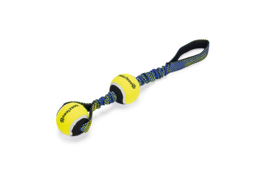 Beeztees Köpek Oyuncağı, Yüzen, Tutamaçlı İki Tenis Topu, Mavi/Sarı, 44x6,3x6,3cm - 1