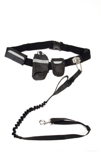 Beeztees Köpek Yürüyüş ve Koşu Şok Emicili Gezdirme Kayışı ve Bel Kemeri, Siyah, 100-130cm, 25mm - 1