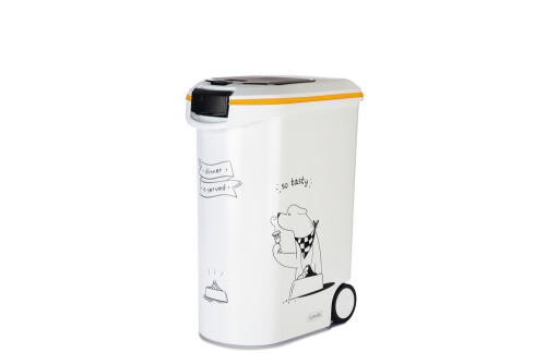 Beeztees Mama Saklama Kabı, Plastik, Tekerlekli, Özel Kapaklı, Beyaz, 54L - 1