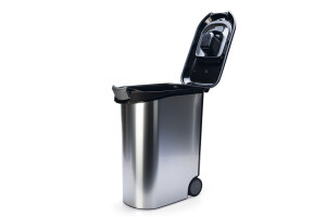 Beeztees Mama Saklama Kabı, Plastik, Tekerlekli, Özel Kapaklı, Dışı Metal Görünümlü 54L - 2