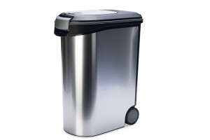 Beeztees Mama Saklama Kabı, Plastik, Tekerlekli, Özel Kapaklı, Dışı Metal Görünümlü 54L - Beeztees