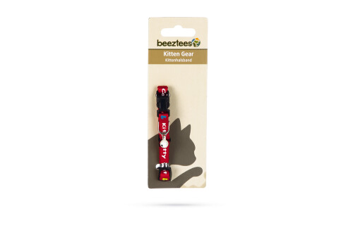 Beeztees Yavru Kedi Boyun Tasması, Zilli, Kırmızı, 17,5-23cm - 2