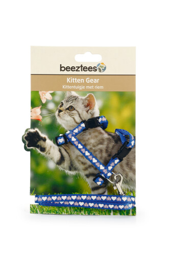 Beeztees Yavru Kedi Göğüs Tasması ve Gezdirme Kayışı 120cm, Mavi, 16-25cm Boyun, 23-36cm Göğüs - 2