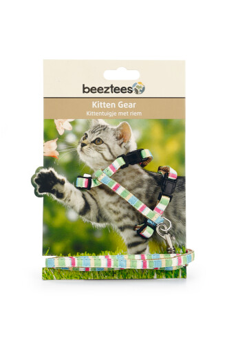 Beeztees Yavru Kedi Göğüs Tasması ve Gezdirme Kayışı, 120cm, Yeşil, 15-33cm - 2