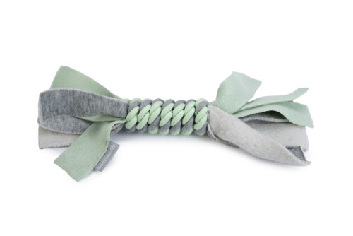 Beeztees Yavru Köpek Oyuncağı, İp ve Peluş, Yeşil/Gri, 25x4x4cm - 1