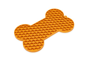 Beeztees Yavru Köpek Yaş Mama Yeme Oyuncağı, Kemik Şeklinde, Silikon, Turuncu, 18x11cm - Beeztees