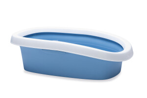 Beeztees Yüksek Kenarlı Açık Kedi Tuvaleti, Mavi Beyaz, 39x58x17cm - 4