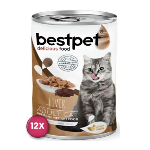 Bestpet Ciğerli Yetişkin Kedi Konservesi 400 gr x 12 Adet - 1
