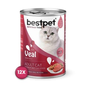 Bestpet Dana Etli Yetişkin Kedi Konservesi 400 gr x 12 Adet - Bestpet