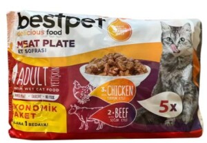 Bestpet Etli Çeşitler Ecopack Yetişkin Kedi Konservesi 4 Adet + 1 Adet Hediyeli - Bestpet