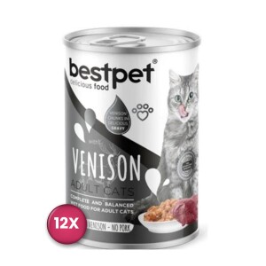 Bestpet Geyik Etli Konserve Yetişkin Kedi Maması 400 gr x 12 Adet - Bestpet