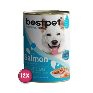 Bestpet Jöle İçinde Parça etli Balıklı Konserve Yetişkin Köpek Maması 400 gr x 12 Adet - Bestpet