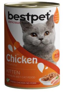 Bestpet Jöle İçinde Parça Etli Tavuklu Konserve Yavru Kedi Maması 400 gr - Bestpet