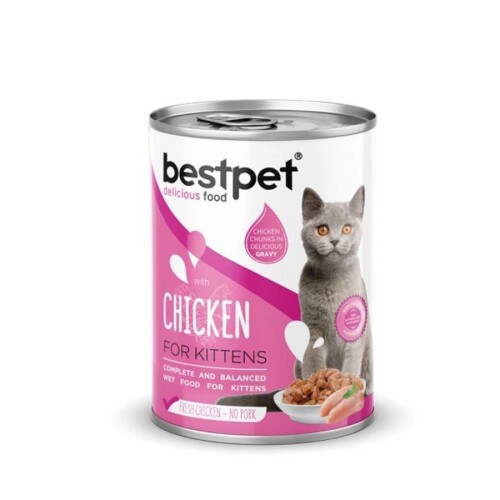 Bestpet Jöle İçinde Parça Etli Tavuklu Konserve Yavru Kedi Maması 400 gr - 1